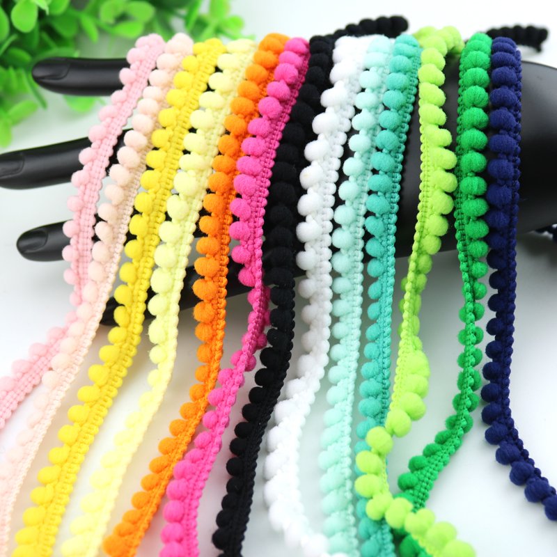 high quality 1cm mini pom pom ball trims 13 colors nylon small ball lace for kid's garment furniture DIY craft accessoires