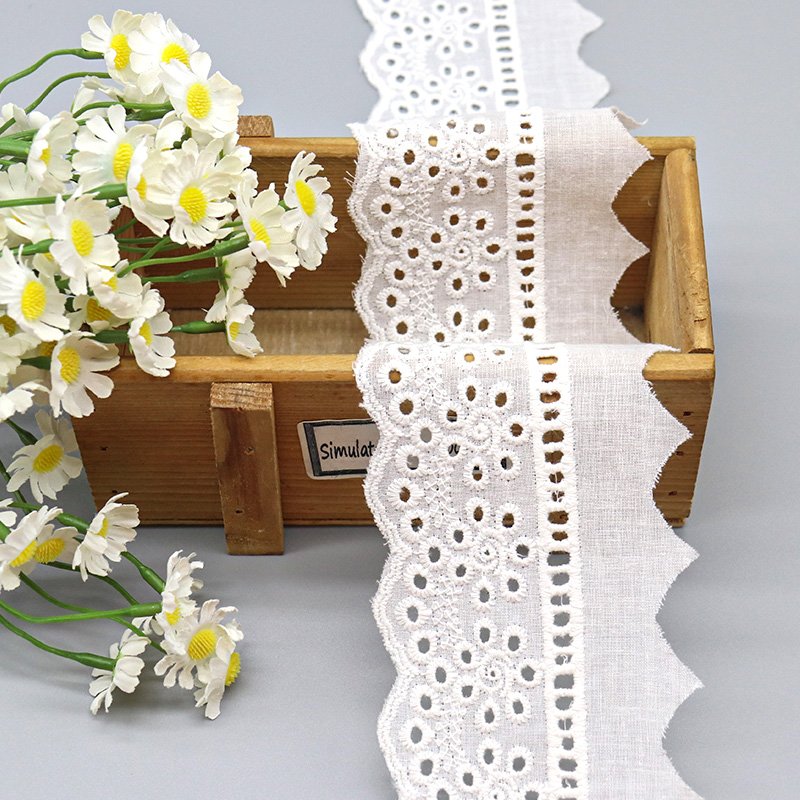fashion designer floral bridal lace trim 100% cotton eyelet lace trim for garments