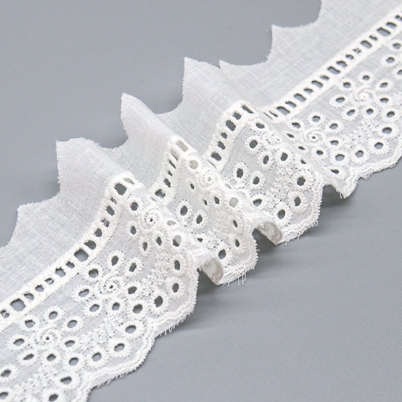fashion designer floral bridal lace trim 100% cotton eyelet lace trim for garments