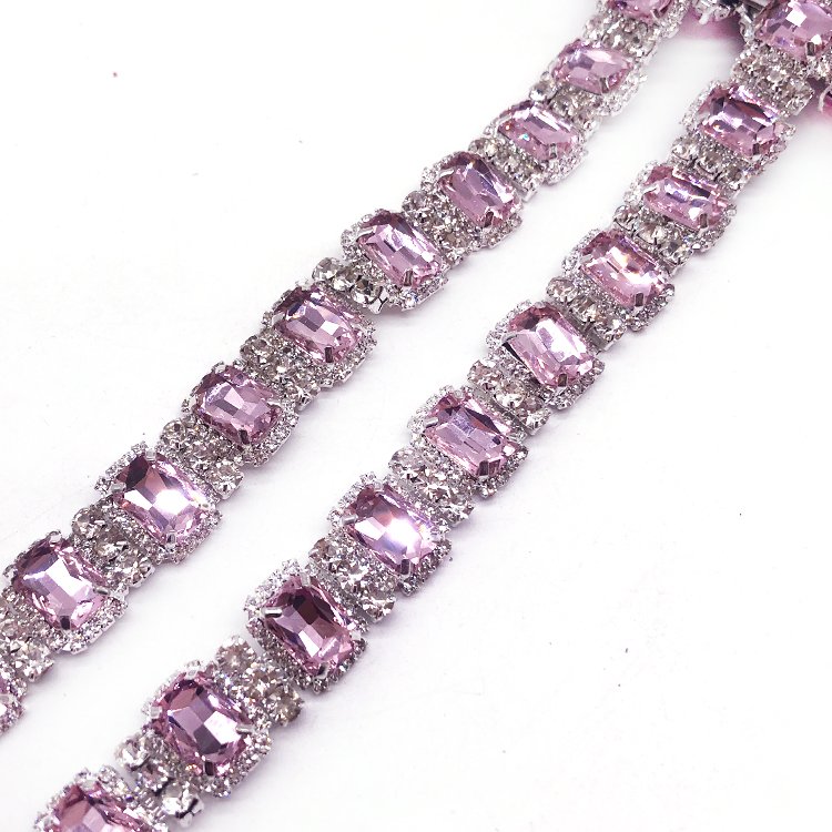 Fashion colorful rhinestone trimming popular design crystal trimming for dance costume accessories