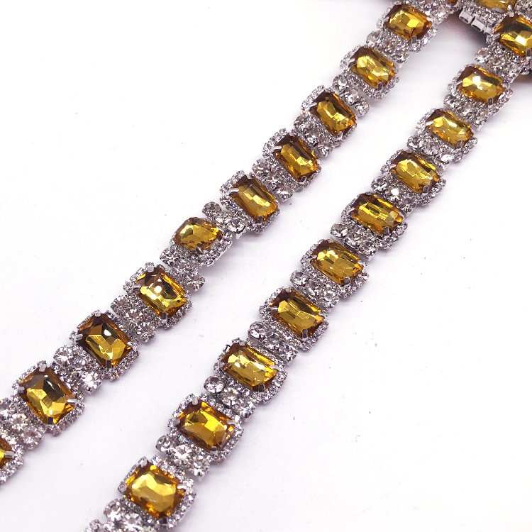 Fashion colorful rhinestone trimming popular design crystal trimming for dance costume accessories