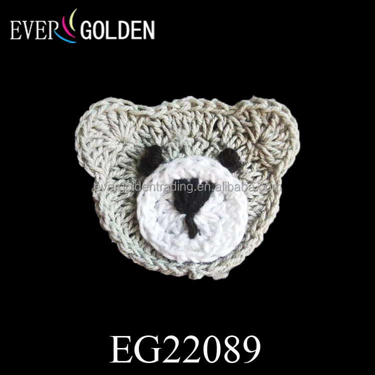 Knitted Brown Bear Accessories Animal Embellishes Clothes Decoration Crochet Appliques For Crochet Trim Garment Patch