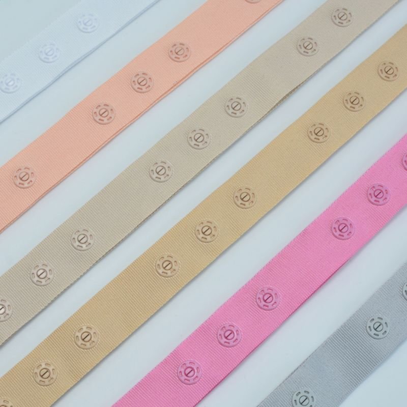 Factory Wholesale 26 Colors Wide Plastic Invisible Snap Button Ribbon Snap Fastener Tape Trim For Garment Accessories