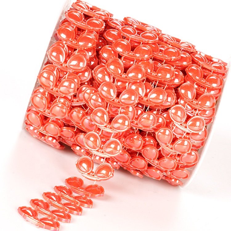 Edge Trims Cup Chain Trimming for Clothing Orange Sunglasses Shape Rhinestone Roll Plastic Shoes Beads Customizable 1000 Yards