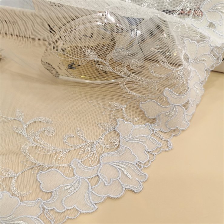 New Style Tulle Embroidered Lace Trim Flower Embroidery Voile Lace For Women Dress Lingerie