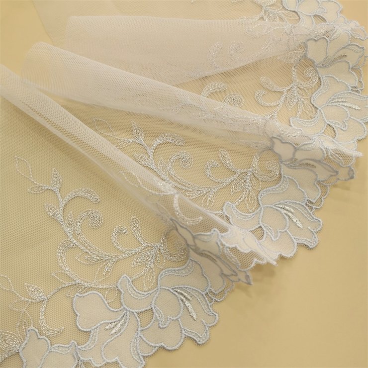New Style Tulle Embroidered Lace Trim Flower Embroidery Voile Lace For Women Dress Lingerie