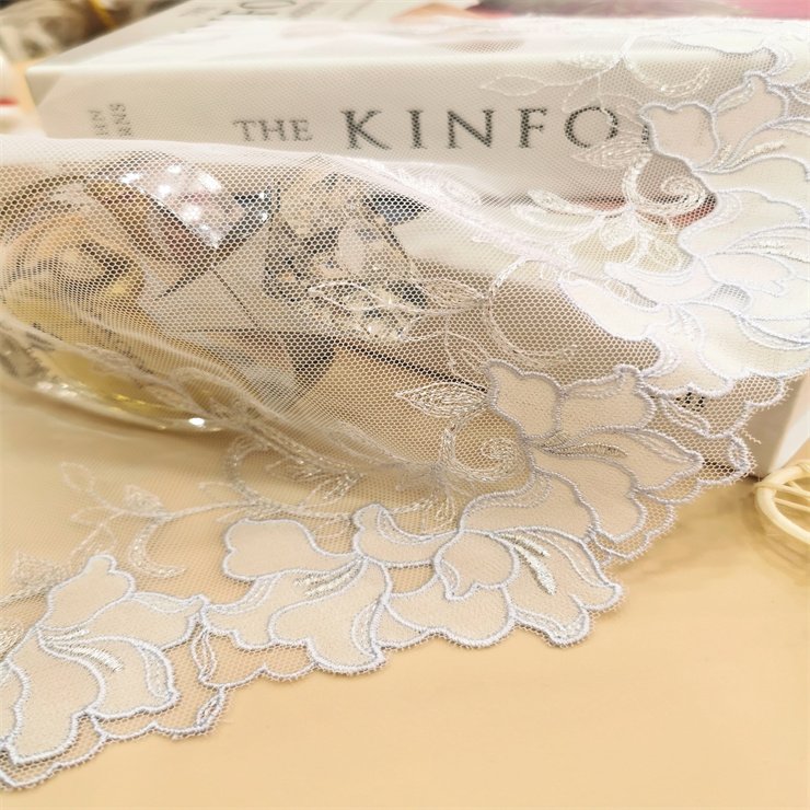 New Style Tulle Embroidered Lace Trim Flower Embroidery Voile Lace For Women Dress Lingerie