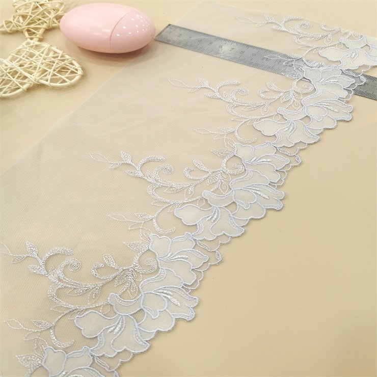 New Style Tulle Embroidered Lace Trim Flower Embroidery Voile Lace For Women Dress Lingerie