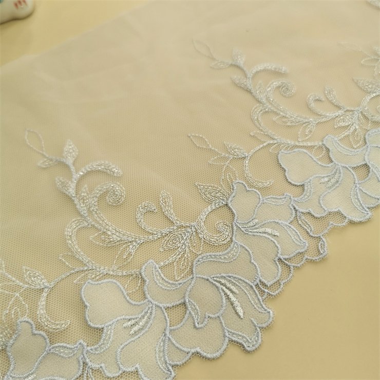 New Style Tulle Embroidered Lace Trim Flower Embroidery Voile Lace For Women Dress Lingerie