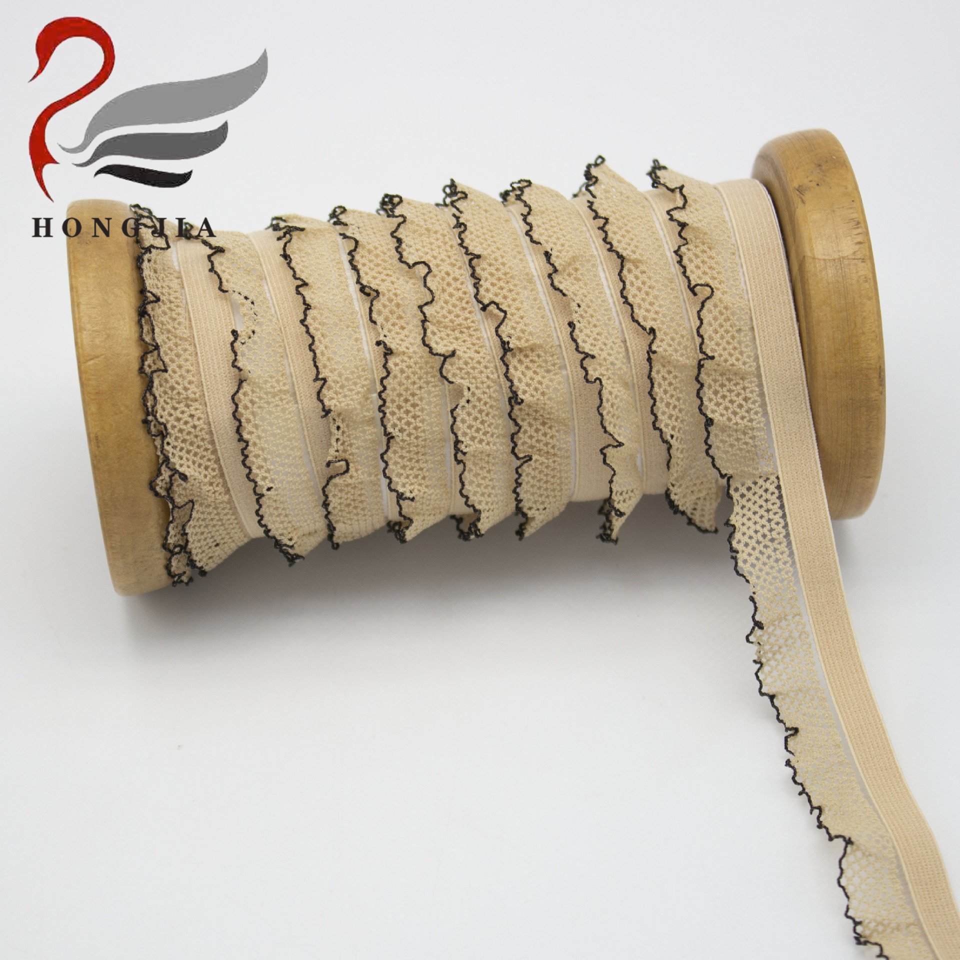 High Quality 16 mm Lace Mesh Pleated Webbing Garment Underwear Picot Lace Trims Webbing
