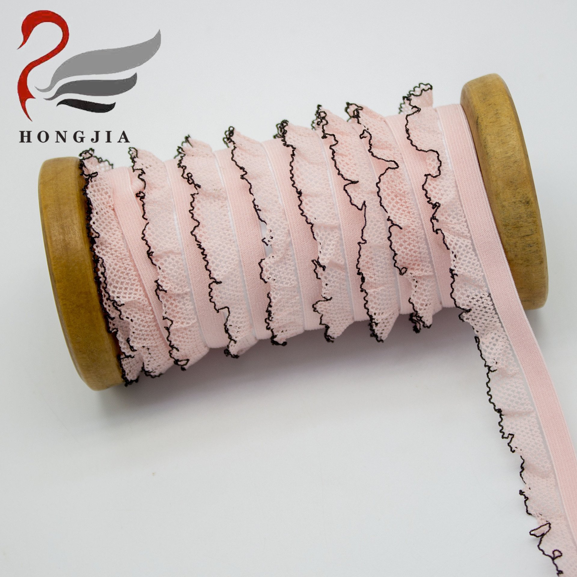 High Quality 16 mm Lace Mesh Pleated Webbing Garment Underwear Picot Lace Trims Webbing