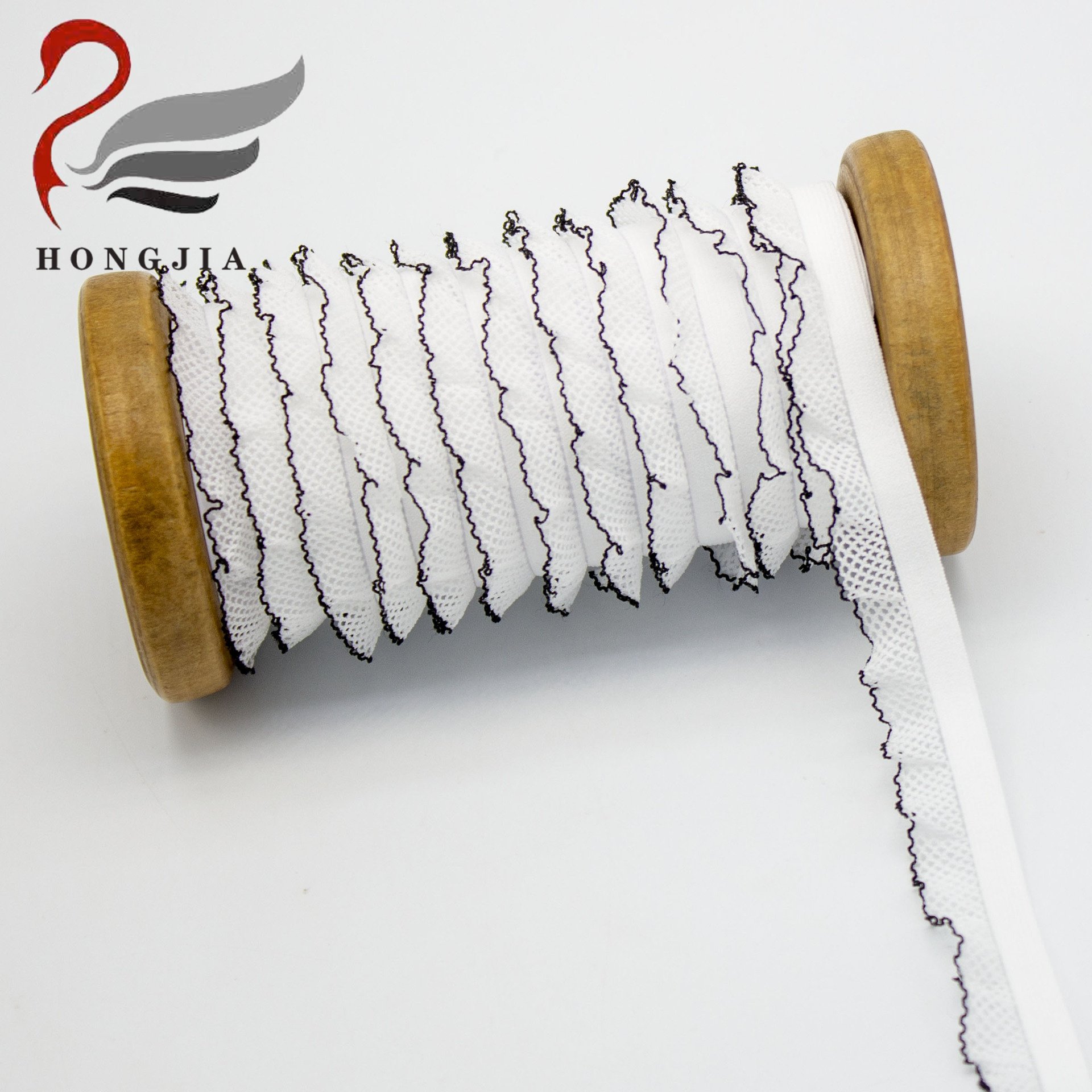 High Quality 16 mm Lace Mesh Pleated Webbing Garment Underwear Picot Lace Trims Webbing