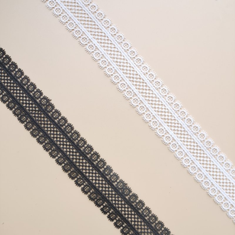 New 4.8 cm Black Embroidery Lace Trim Decoration Milk Silk Lace Tulle Embroidery Fabric White Lace Decoration Women's Dress