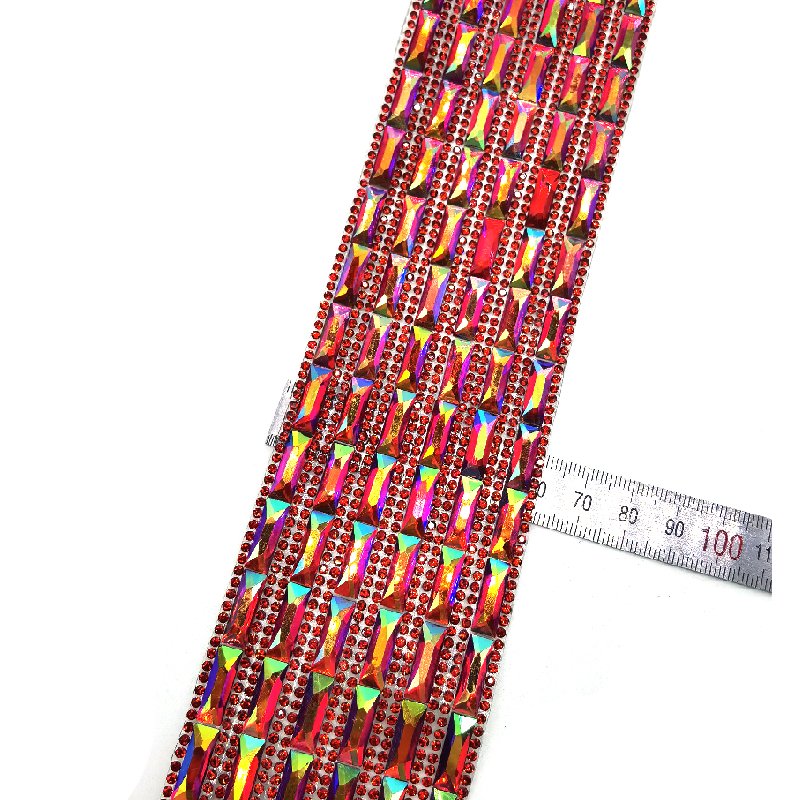 Virginia and Tobago Carnival 2025 Carnival Costumes Crafts Hot Fix Resin Red AB Crystal Motif Banding Hot Fix Applique Trimmings