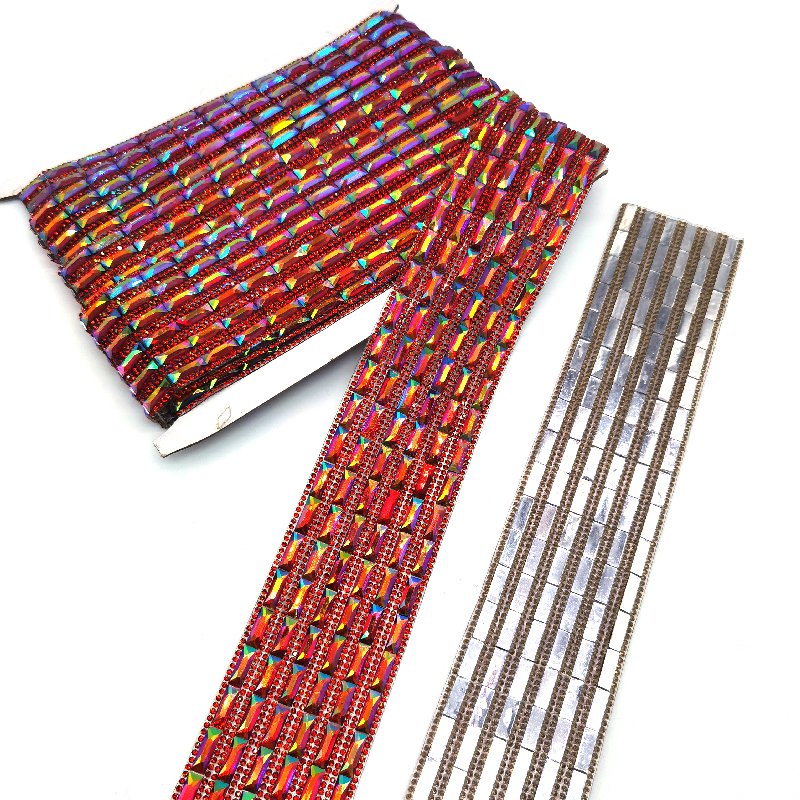 Virginia and Tobago Carnival 2025 Carnival Costumes Crafts Hot Fix Resin Red AB Crystal Motif Banding Hot Fix Applique Trimmings