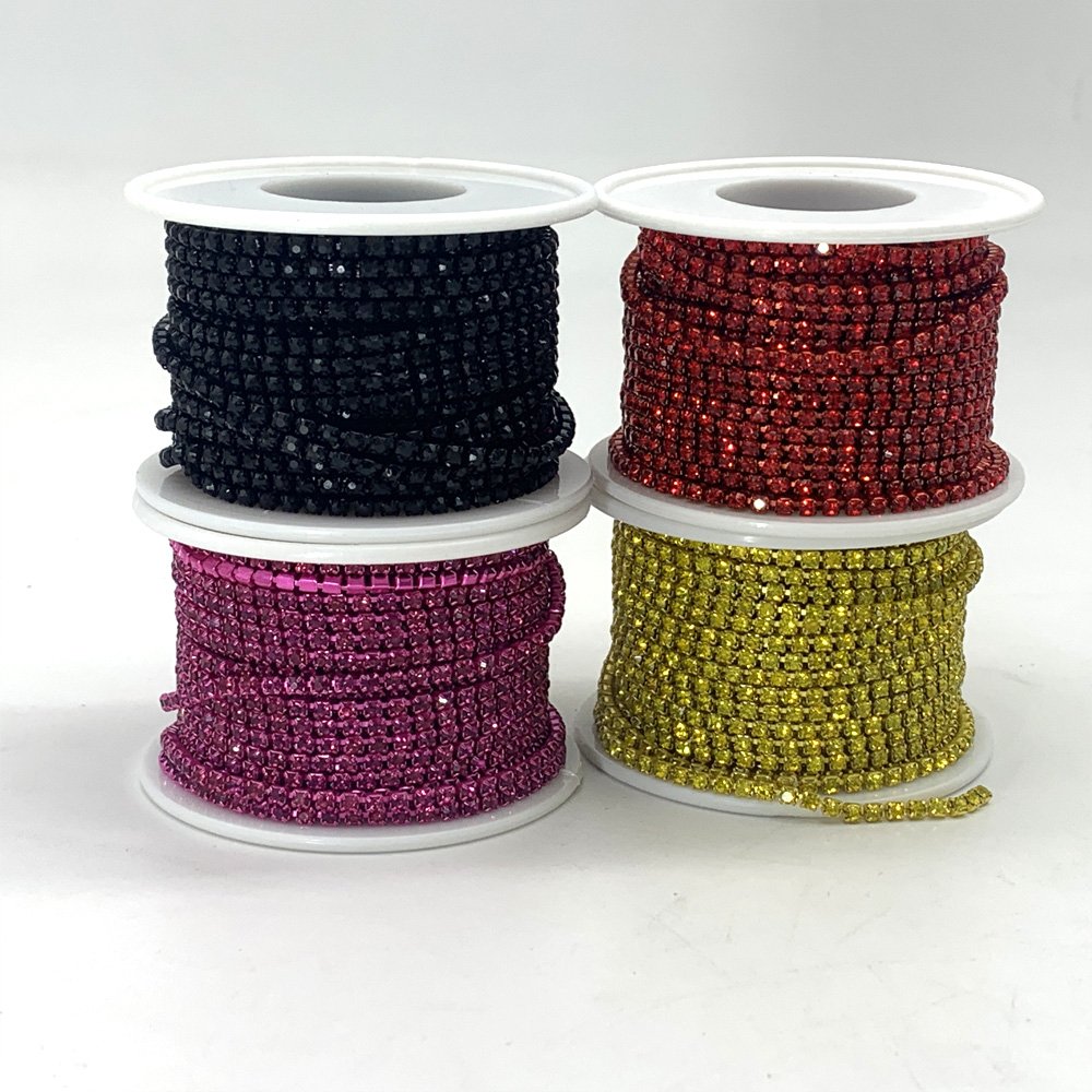 Factory direct sale ss8 colours crystal trims cup chain rhinestones 10 yards on a roll