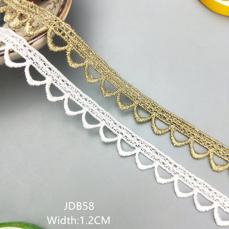 High quality wholesale sew-on embroidery gold lace trim heart-shaped lace ribbon for DIY clothing accessories skirt dress JDB56