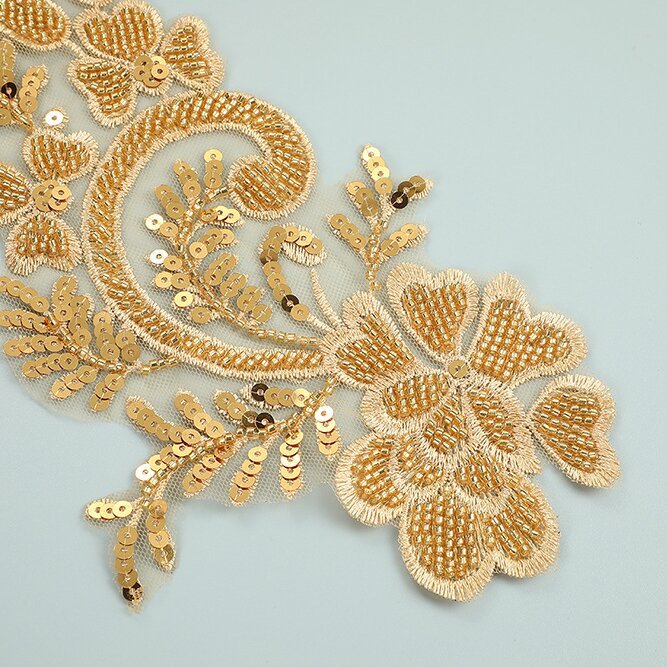 3D Bead Embroidery Flower Trimmings Accessories Webbing dress Decorative Lace Trim Applique