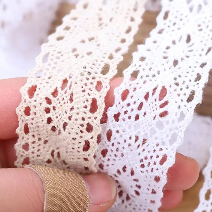 HENGWEI Cotton Crochet Eyelet Lace Trim Vintage Lace Ribbon Lace Scalloped Edge for Bridal Wedding Decoration