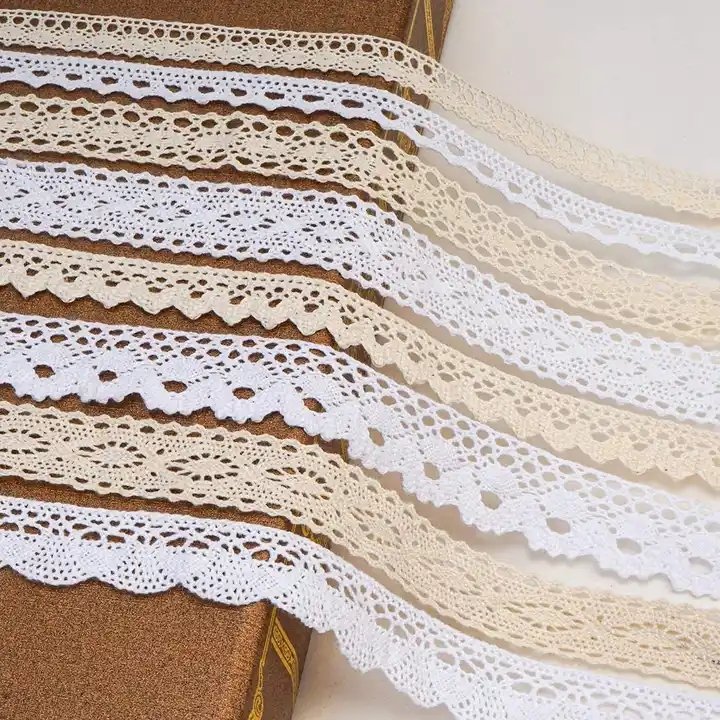 HENGWEI Cotton Crochet Eyelet Lace Trim Vintage Lace Ribbon Lace Scalloped Edge for Bridal Wedding Decoration