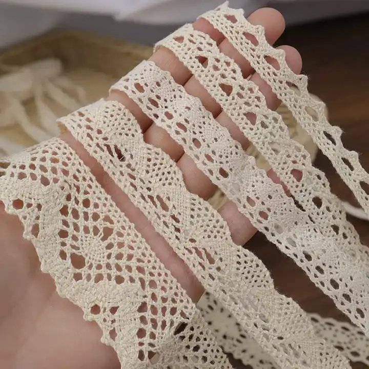 HENGWEI Cotton Crochet Eyelet Lace Trim Vintage Lace Ribbon Lace Scalloped Edge for Bridal Wedding Decoration