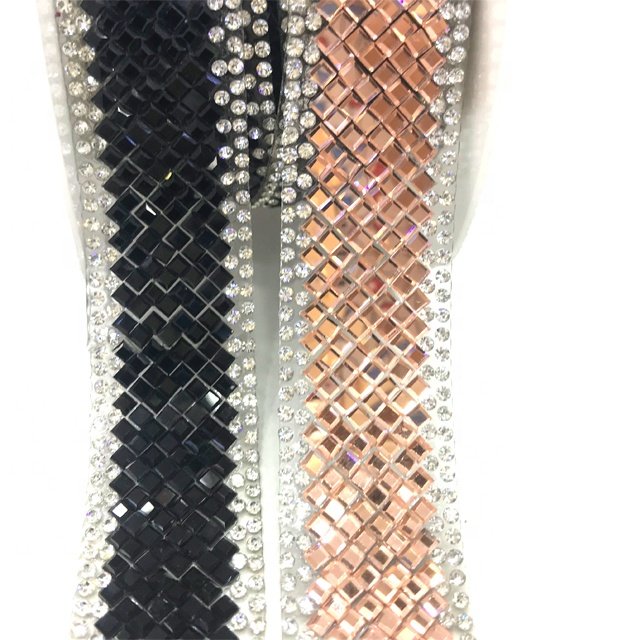 L210 2.5cm width Rhinestone Beaded Trim Iron on Applique Bling Chain Banding Belt for DIY Wedding Bridal Dress Embellishment