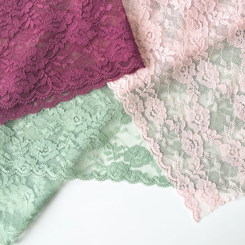 Stretch Spandex Nylon Elastic Lace Trim for Lingerie or Women Underwear Flower Design Narrow 20 Cm Mesh Fabric Knitted 100yards
