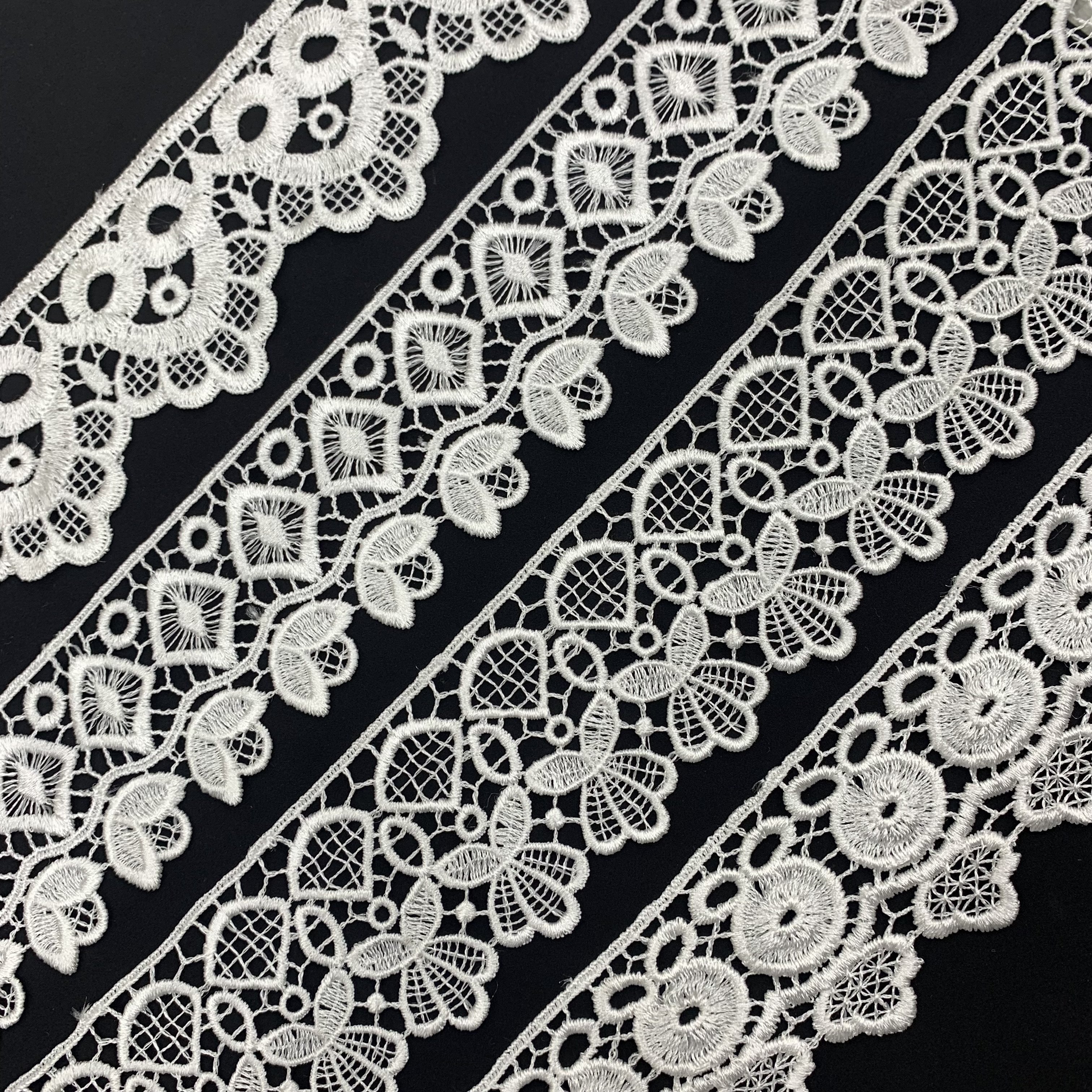 Cheap High Quality Wholesale Dantelle Lace Fabric White Embroidery Renda Water Soluble Lace Trimfor Women Dress