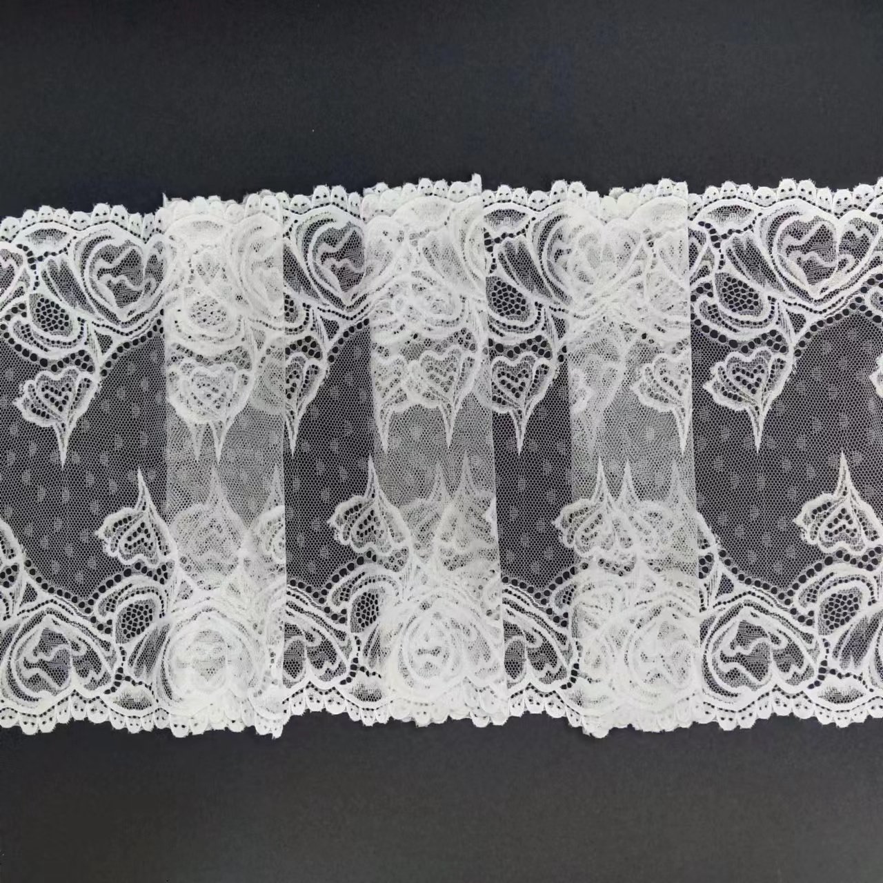 2024 New White Crochet Lace Trim Voile Nylon Spandex Elastic Trimming for Garment Accessories Decoration