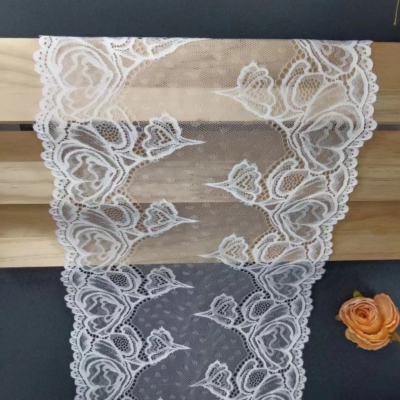 2024 New White Crochet Lace Trim Voile Nylon Spandex Elastic Trimming for Garment Accessories Decoration