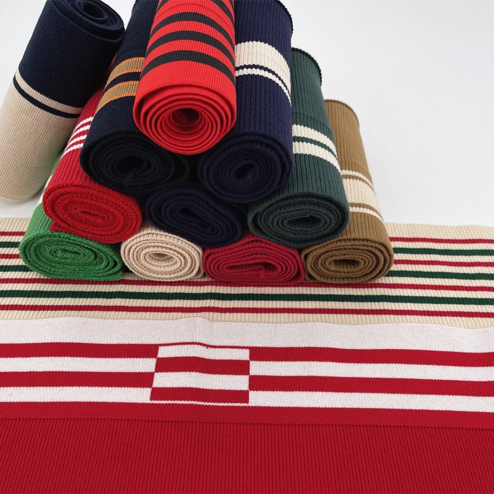 High quality cotton ribbed 2X1 hem fabric rib trimming knitted cuffs and hem necklines use on baseball uniforms