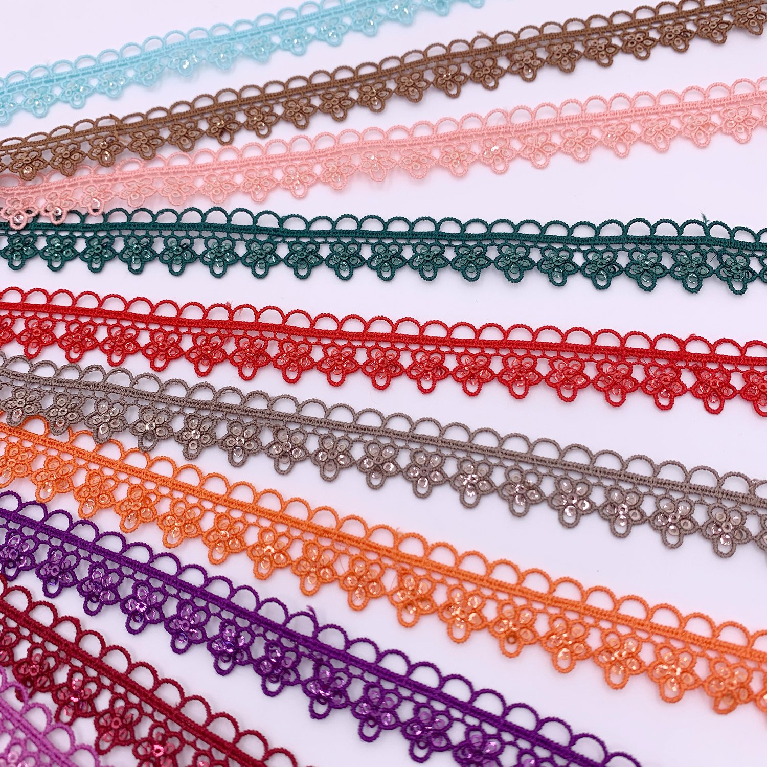 Factory Wholesale Shiny Polyester Chemical Lace Multiple Colors Water Soluble Gpo Lace Trim For Garment Accessories