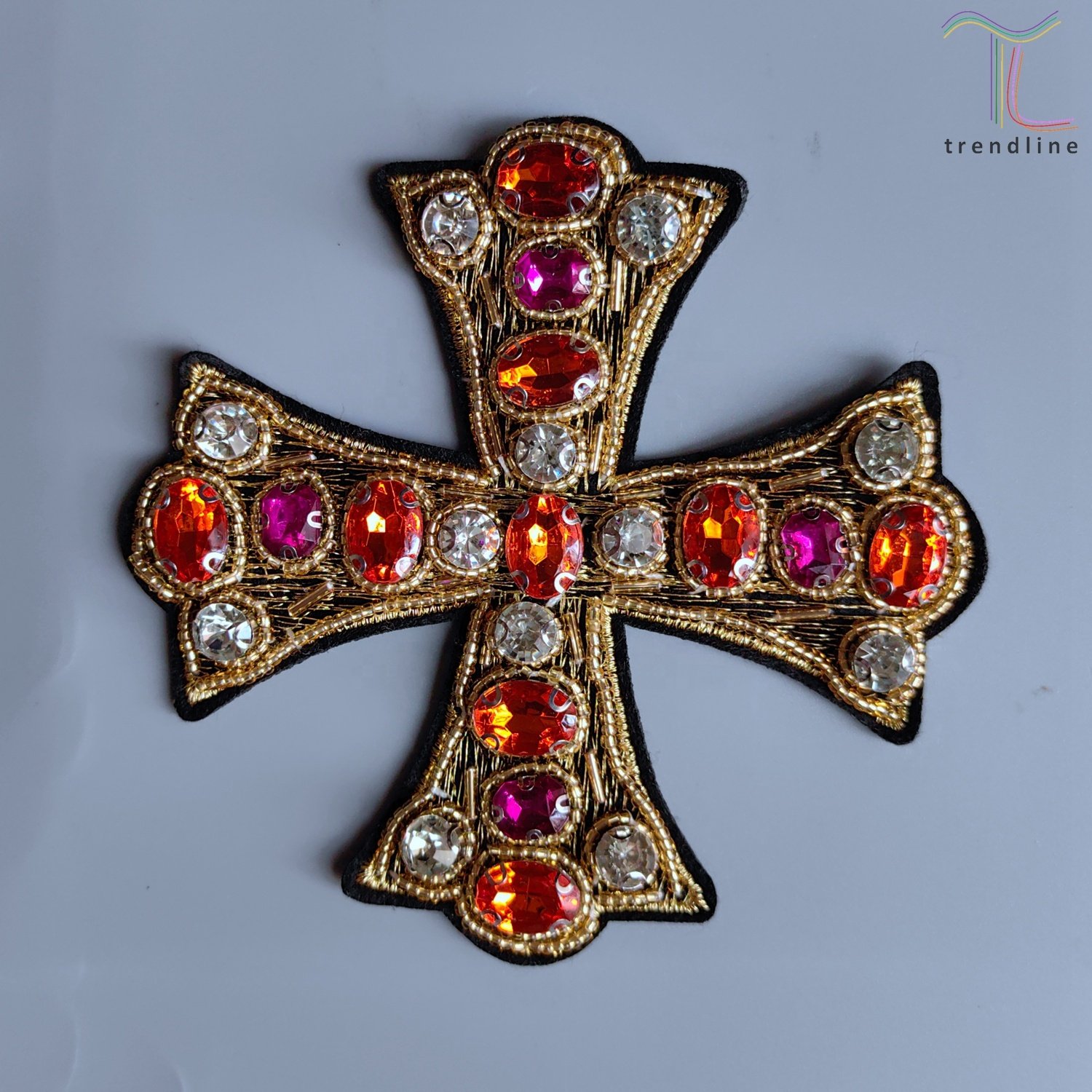 12cm green blue red fuchsia orange Jesus Santa Maria rhinestone cross trimming appliques for bags