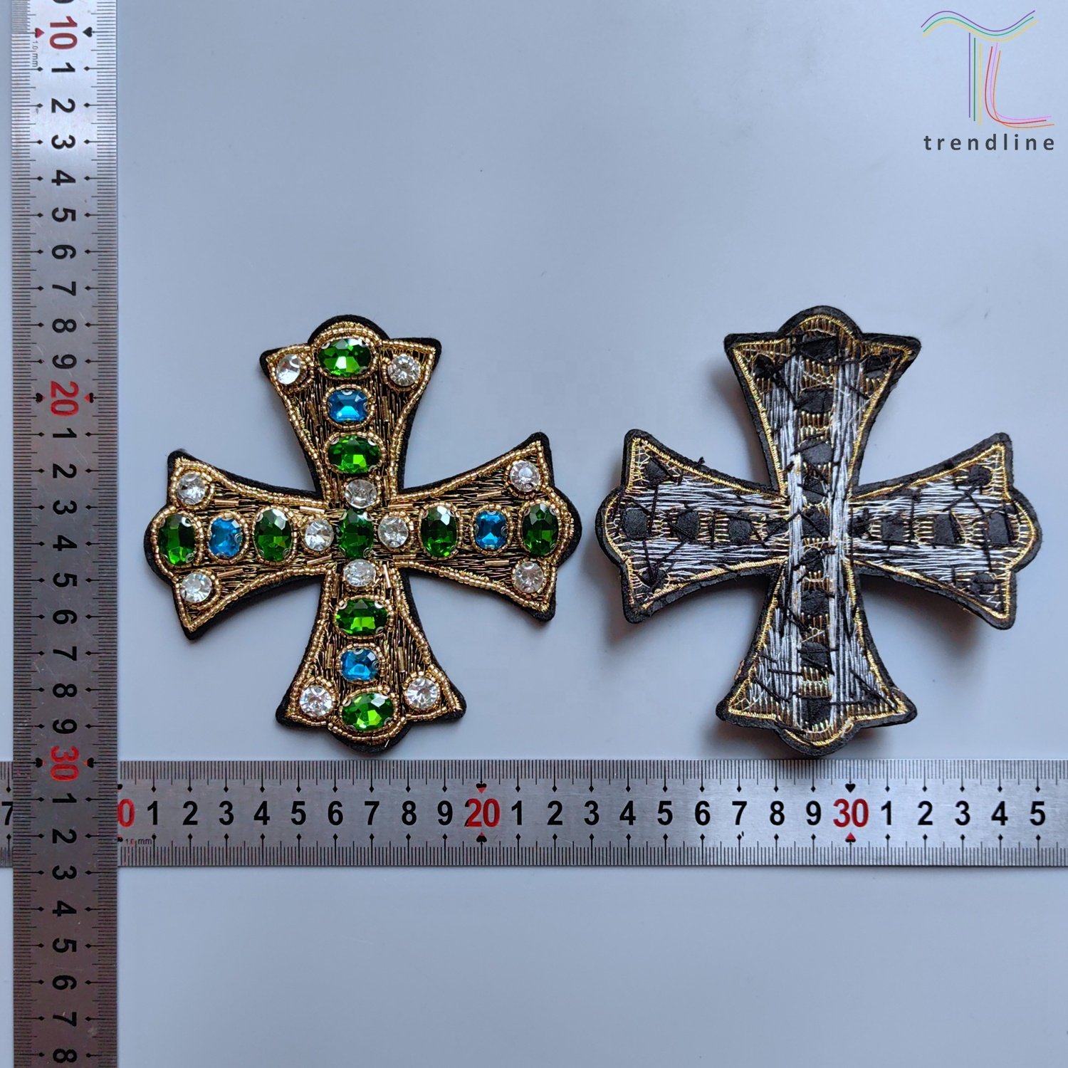 12cm green blue red fuchsia orange Jesus Santa Maria rhinestone cross trimming appliques for bags