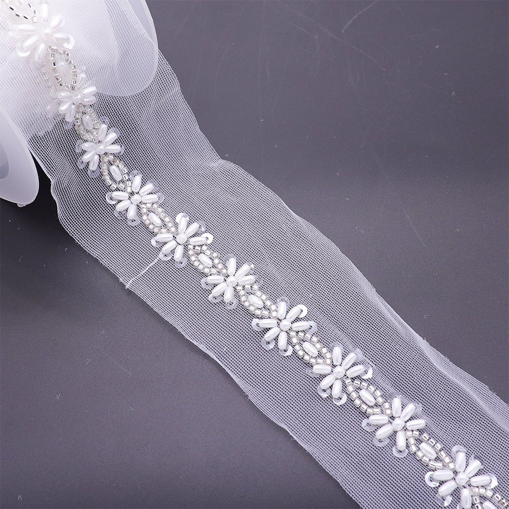 High Quality Cheap Luxury Lace Fabric Trim Best Designer Lace Trim With Pearls And Beads