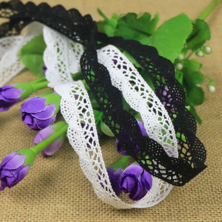 Wholesale 100% Cotton Crochet Lace Trimming 2CM Black White Natural
