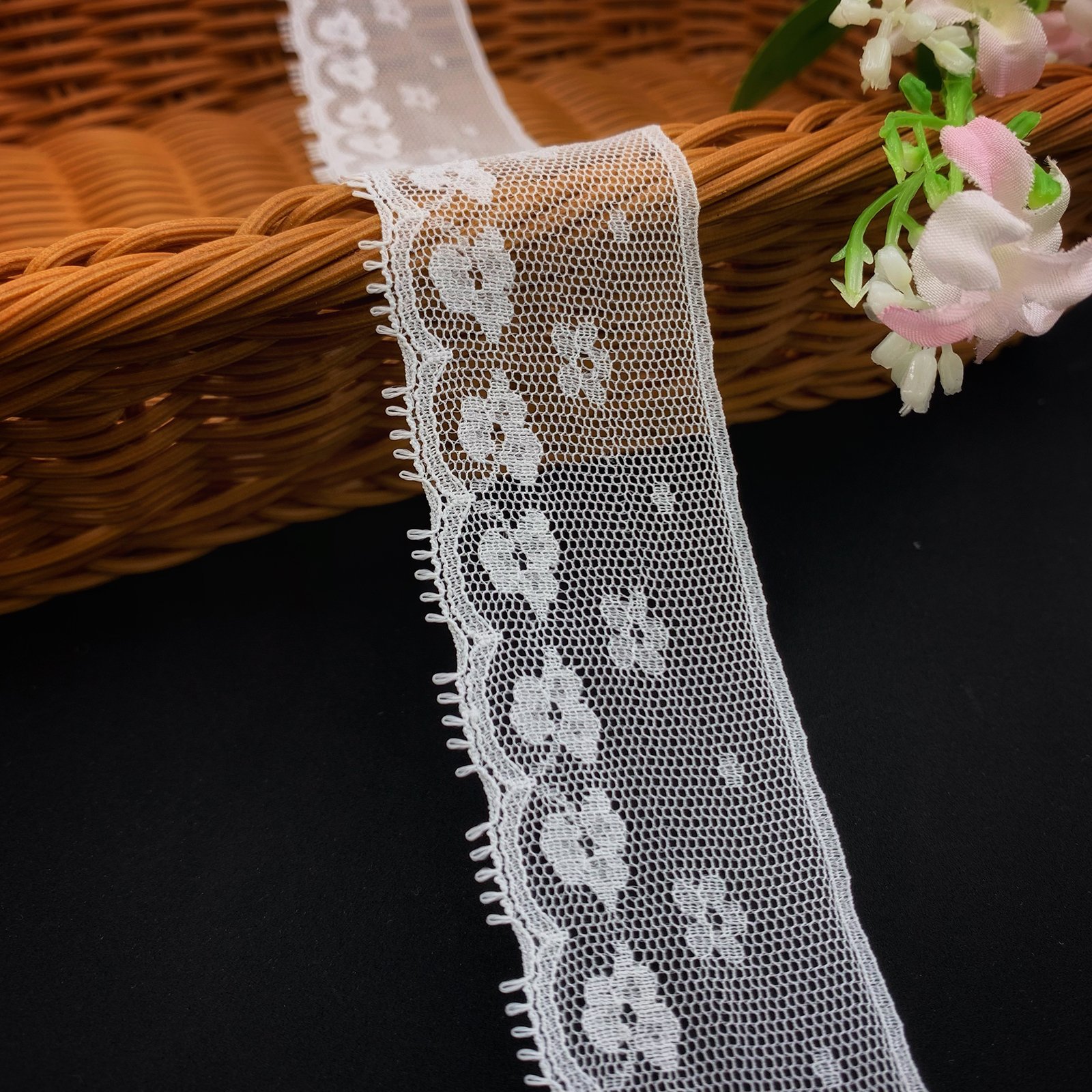 Factory Wholesale Fancy Non Elastic Small White Beautiful Embroidery Nylon Elastic Lace Trim For Dress