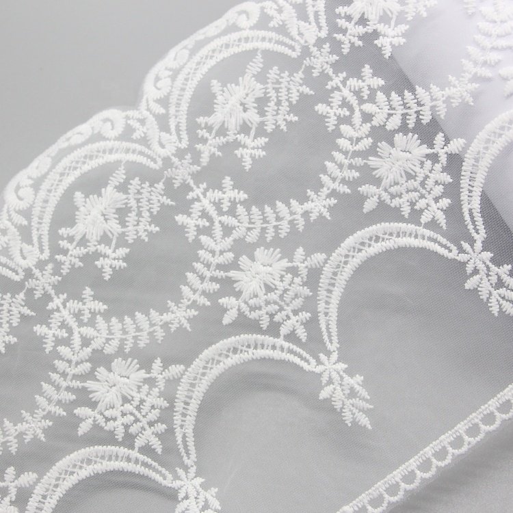 White French Lace Milk Silk Polyester Mesh Stretch Lace Trim Embroidery Lace Trim For Wedding Dress Garment