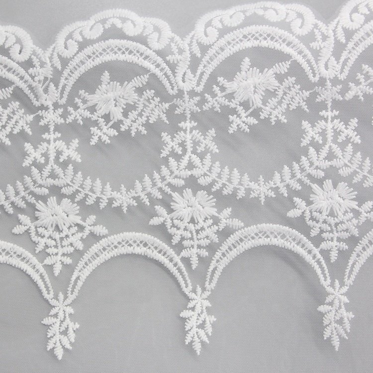 White French Lace Milk Silk Polyester Mesh Stretch Lace Trim Embroidery Lace Trim For Wedding Dress Garment