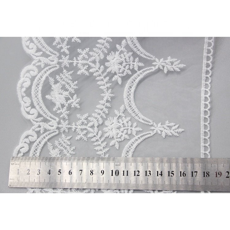 White French Lace Milk Silk Polyester Mesh Stretch Lace Trim Embroidery Lace Trim For Wedding Dress Garment