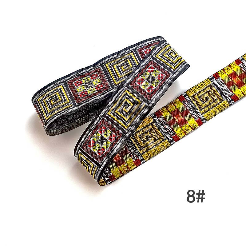 33mm geometric pattern ethnic lace ribbon diy clothes polyester jacquard webbing costume dress decorative sewing textile trims
