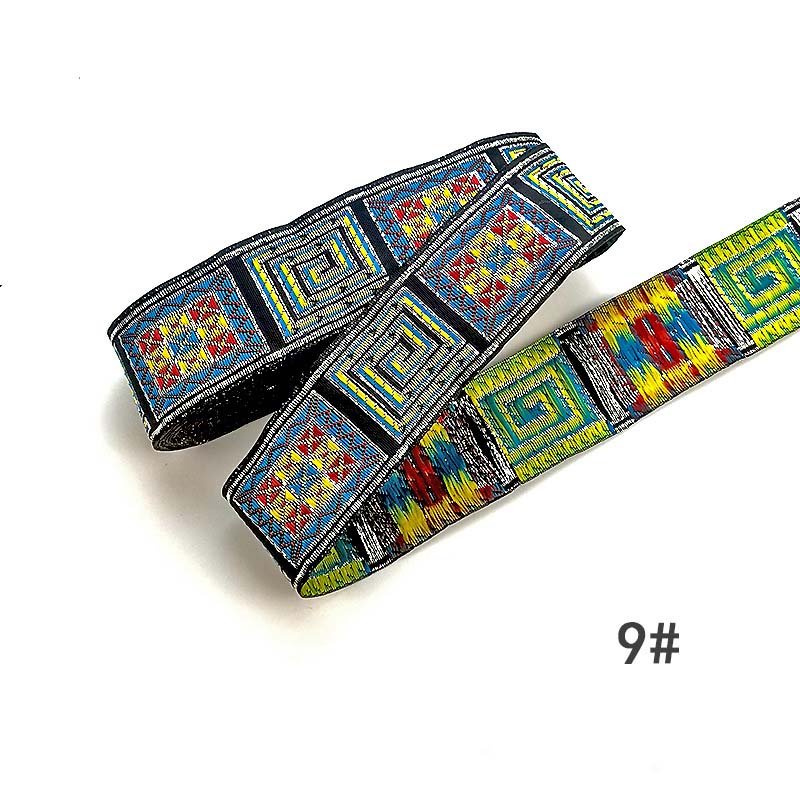33mm geometric pattern ethnic lace ribbon diy clothes polyester jacquard webbing costume dress decorative sewing textile trims
