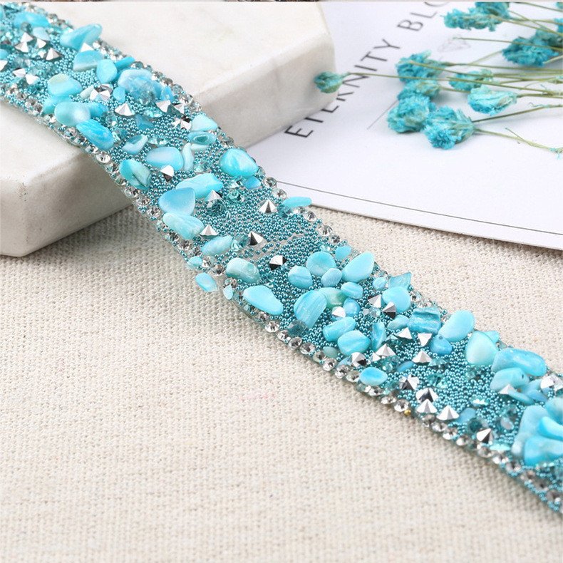 High Quality Wholesale Ethnic Sequins Trimming Strip Rhinestone Glitter Trim Luxury Sequin Shining Rhinestone trim Sticker