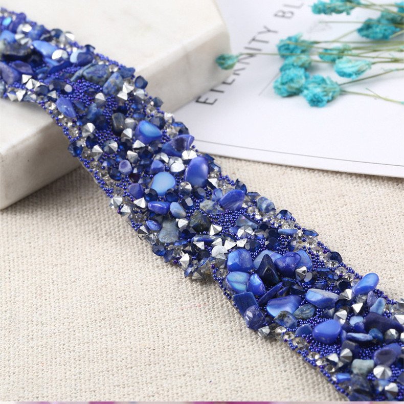 High Quality Wholesale Ethnic Sequins Trimming Strip Rhinestone Glitter Trim Luxury Sequin Shining Rhinestone trim Sticker