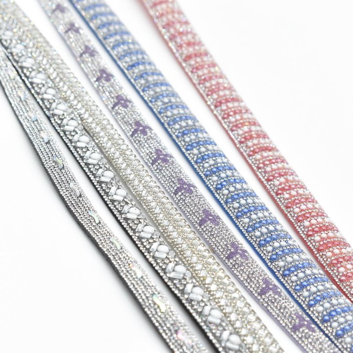 Wholesales round rhinestone chain crystal tube rope trim for shoes and clothing decoration