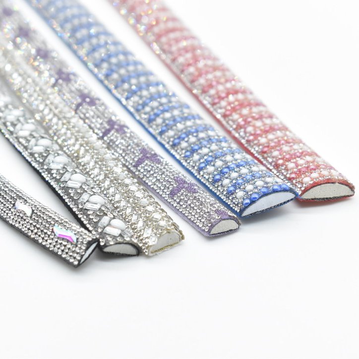 Wholesales round rhinestone chain crystal tube rope trim for shoes and clothing decoration