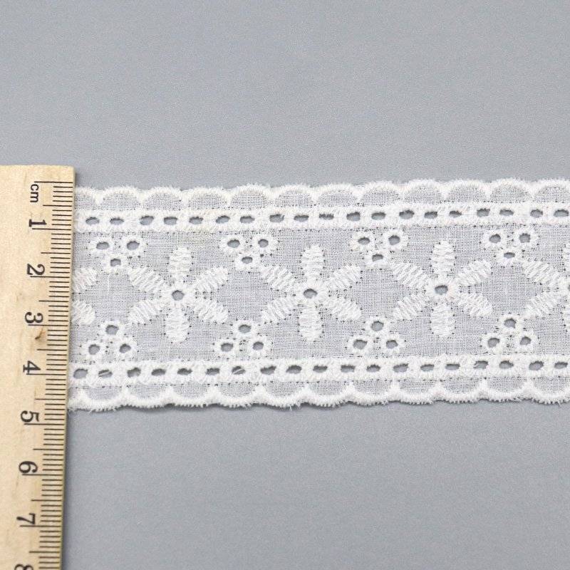 custom designer 100% cotton Embroidered Cotton Lace Trim Embroidery Fabric Lace Trim For Dress