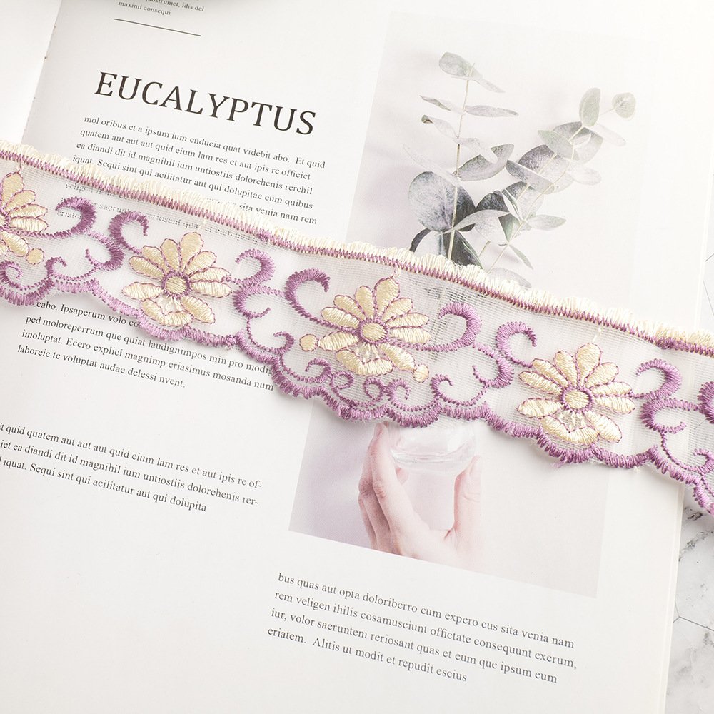 width 2 inch Polyester Embroidery curtain Lace Trim for sofa pillow dress