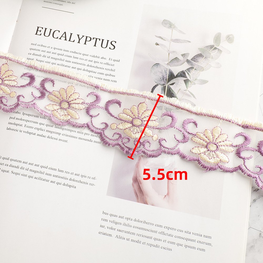 width 2 inch Polyester Embroidery curtain Lace Trim for sofa pillow dress