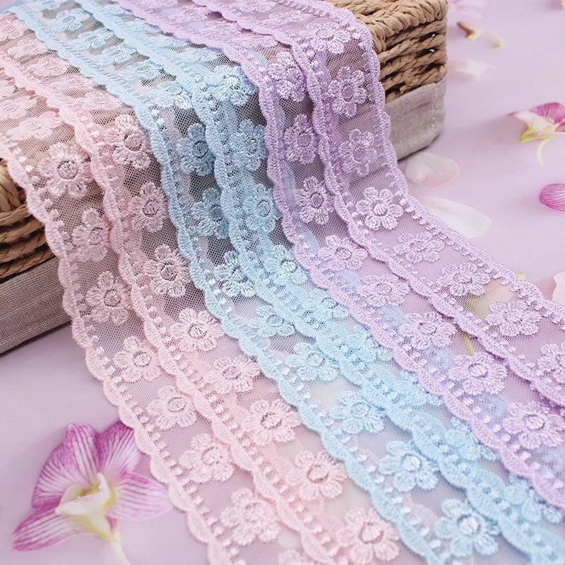 Wrapping DIY Scrapbooking Party Decoration Crafts Colorful Lace Ribbon Floral Trim Sewing Crafting Lace Ribbon for Gift